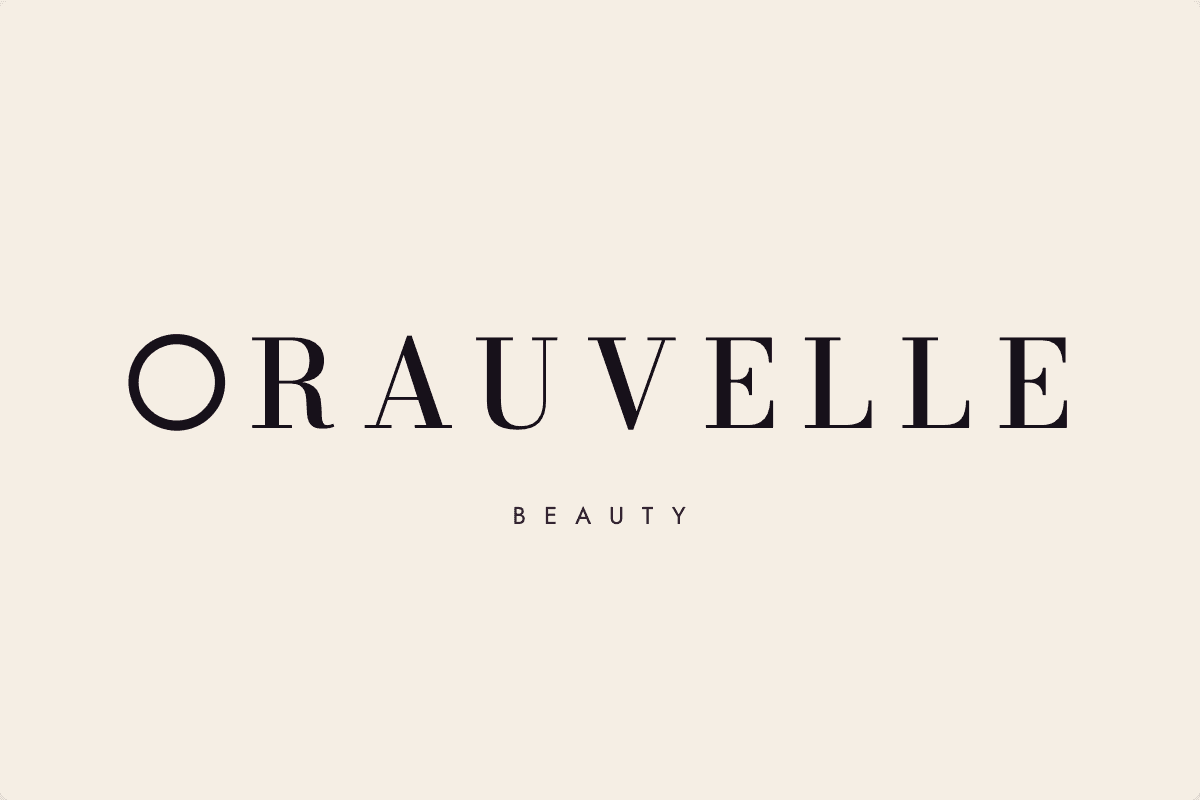 Orauvelle refined logo 1: Aura-O wordmark, high-contrast serif capitals with the O drawn as a ring